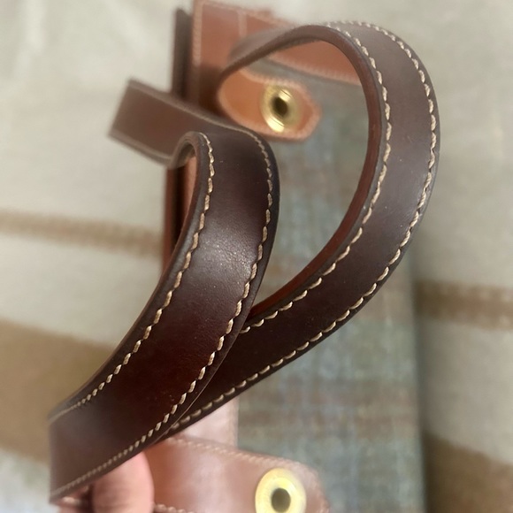 Rare Loro Piana Brown & Plaid Blue Leather Handbag - Picture 12 of 15